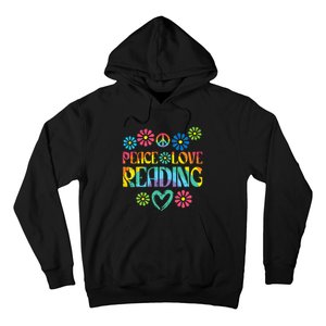 Peace Love Reading Tie Dye Book Lover Bookworm Librarian Hoodie