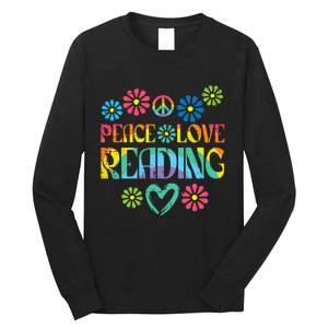 Peace Love Reading Tie Dye Book Lover Bookworm Librarian Long Sleeve Shirt