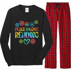 Peace Love Reading Tie Dye Book Lover Bookworm Librarian Long Sleeve Pajama Set