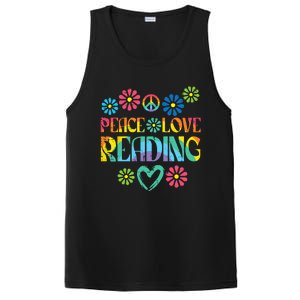 Peace Love Reading Tie Dye Book Lover Bookworm Librarian PosiCharge Competitor Tank