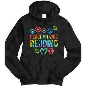 Peace Love Reading Tie Dye Book Lover Bookworm Librarian Tie Dye Hoodie