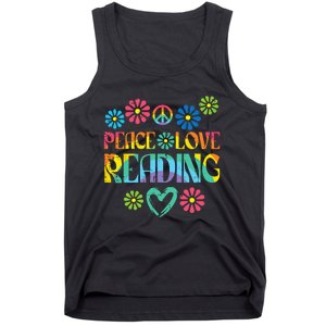 Peace Love Reading Tie Dye Book Lover Bookworm Librarian Tank Top