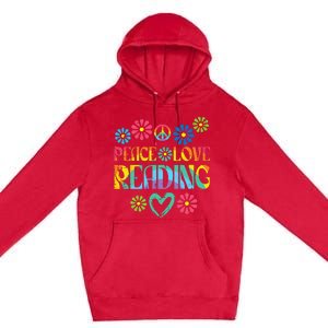 Peace Love Reading Tie Dye Book Lover Bookworm Librarian Premium Pullover Hoodie