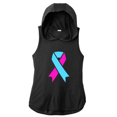 Pro Life Ribbon Pregnancy Infant Loss Awareness Stop Abortion Ladies PosiCharge Tri-Blend Wicking Draft Hoodie Tank