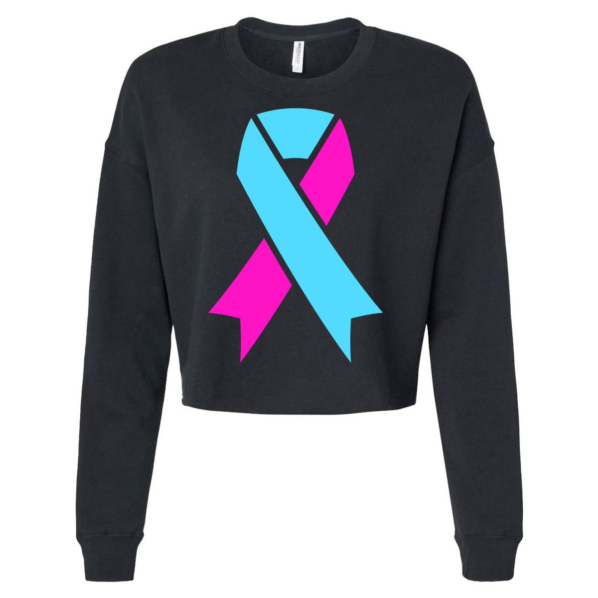 Pro Life Ribbon Pregnancy Infant Loss Awareness Stop Abortion Cropped Pullover Crew