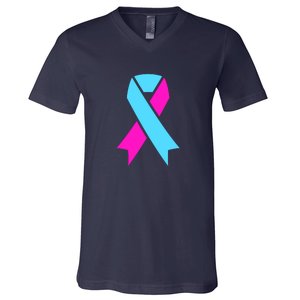 Pro Life Ribbon Pregnancy Infant Loss Awareness Stop Abortion V-Neck T-Shirt