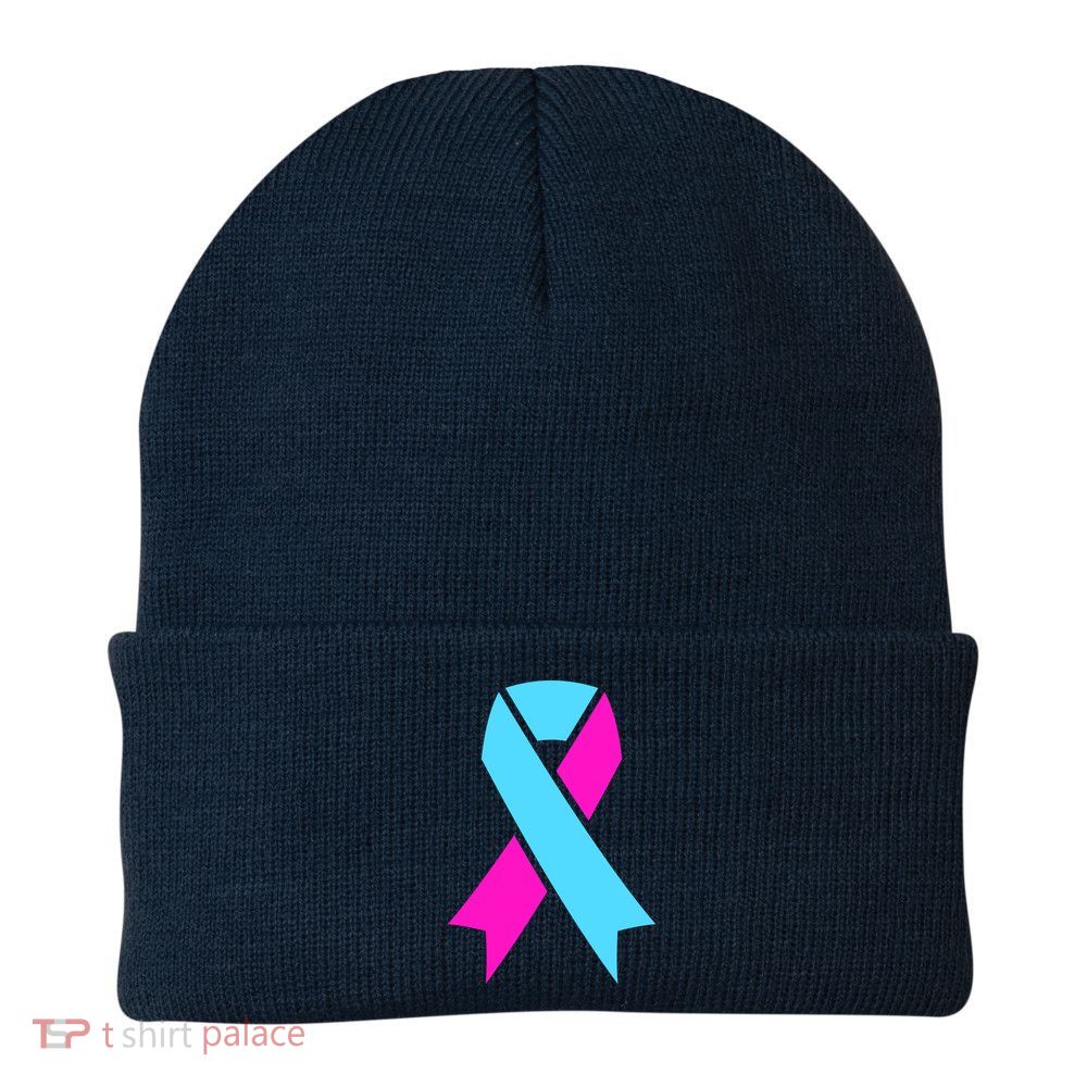 Pro Life Ribbon Pregnancy Infant Loss Awareness Stop Abortion Knit Cap Winter Beanie