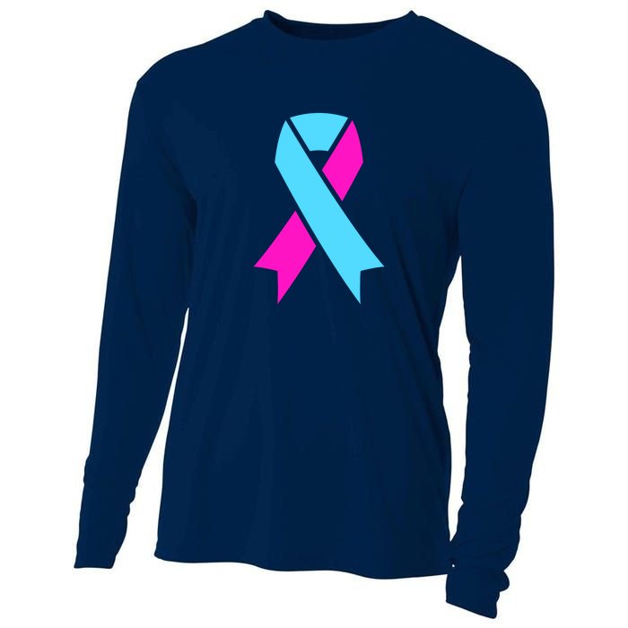 Pro Life Ribbon Pregnancy Infant Loss Awareness Stop Abortion Cooling Performance Long Sleeve Crew