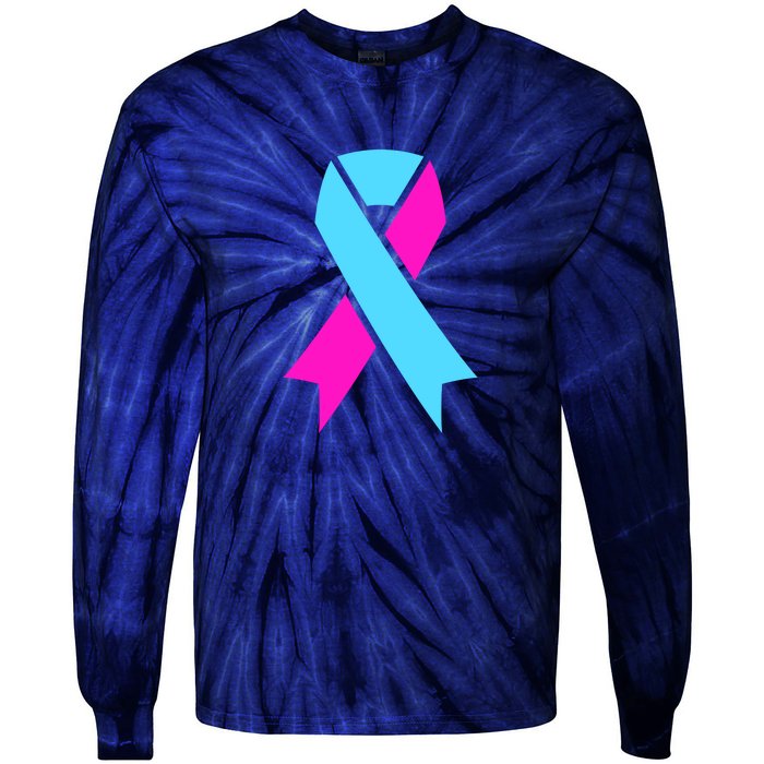 Pro Life Ribbon Pregnancy Infant Loss Awareness Stop Abortion Tie-Dye Long Sleeve Shirt