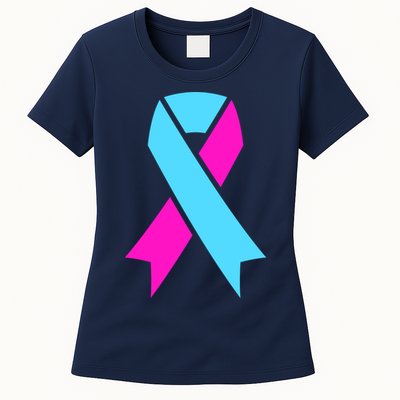 Pro Life Ribbon Pregnancy Infant Loss Awareness Stop Abortion Womens T-Shirt
