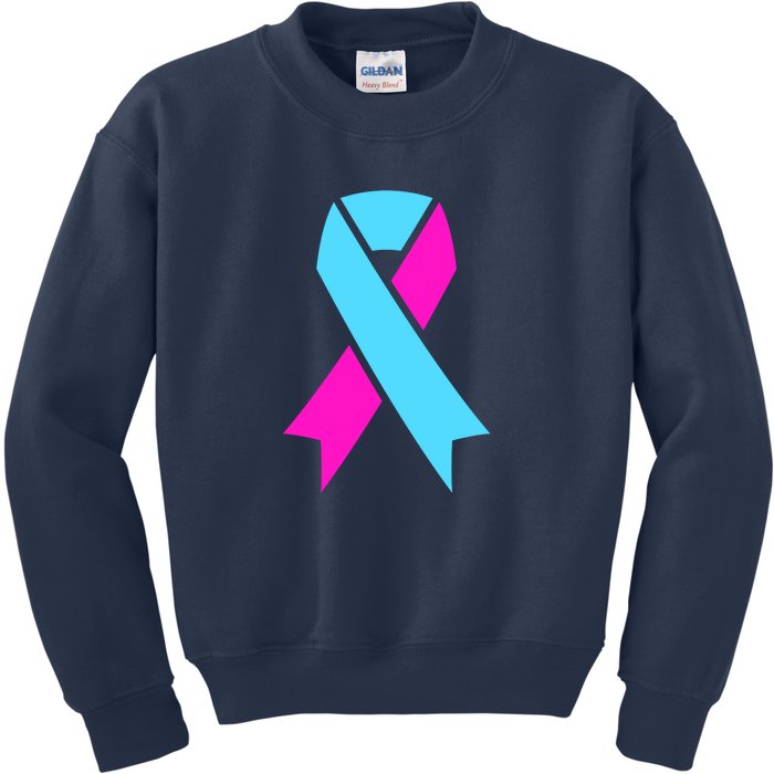 Pro Life Ribbon Pregnancy Infant Loss Awareness Stop Abortion Kids Sweatshirt