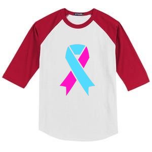 Pro Life Ribbon Pregnancy Infant Loss Awareness Stop Abortion Kids Colorblock Raglan Jersey