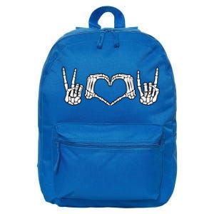 Peace Love Rock And Roll Skeleton Hand Pastel Goth Gift 16 in Basic Backpack