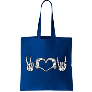 Peace Love Rock And Roll Skeleton Hand Pastel Goth Gift Tote Bag