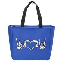 Peace Love Rock And Roll Skeleton Hand Pastel Goth Gift Zip Tote Bag