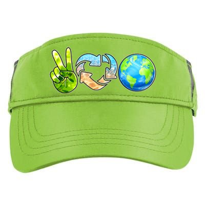 Peace Love Recycle Earth Celebrate Earth Day Everyday Adult Drive Performance Visor