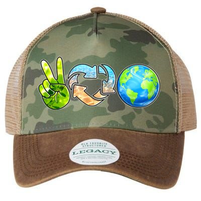 Peace Love Recycle Earth Celebrate Earth Day Everyday Legacy Tie Dye Trucker Hat