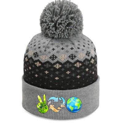 Peace Love Recycle Earth Celebrate Earth Day Everyday The Baniff Cuffed Pom Beanie