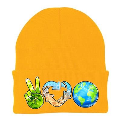 Peace Love Recycle Earth Celebrate Earth Day Everyday Knit Cap Winter Beanie