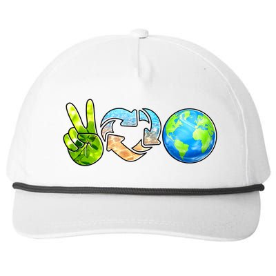 Peace Love Recycle Earth Celebrate Earth Day Everyday Snapback Five-Panel Rope Hat