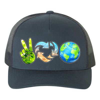 Peace Love Recycle Earth Celebrate Earth Day Everyday Yupoong Adult 5-Panel Trucker Hat