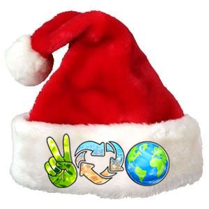 Peace Love Recycle Earth Celebrate Earth Day Everyday Premium Christmas Santa Hat