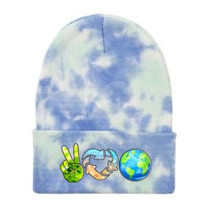 Peace Love Recycle Earth Celebrate Earth Day Everyday Tie Dye 12in Knit Beanie