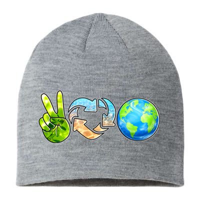 Peace Love Recycle Earth Celebrate Earth Day Everyday Sustainable Beanie