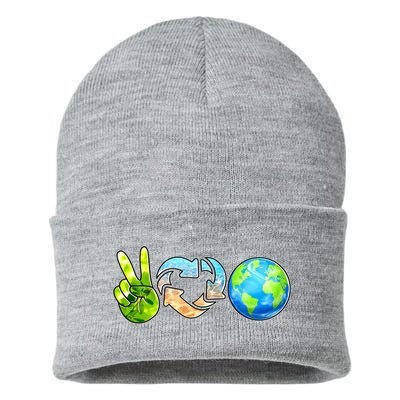 Peace Love Recycle Earth Celebrate Earth Day Everyday Sustainable Knit Beanie