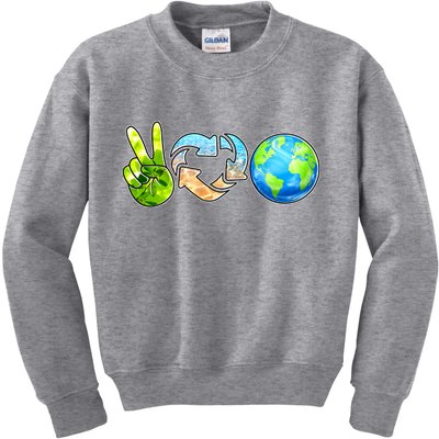 Peace Love Recycle Earth Celebrate Earth Day Everyday Kids Sweatshirt
