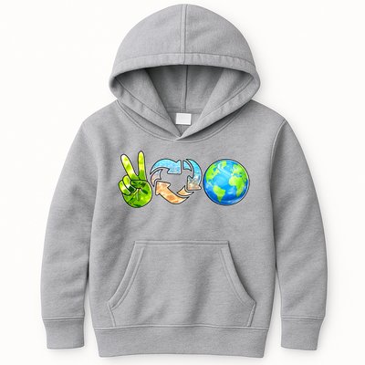 Peace Love Recycle Earth Celebrate Earth Day Everyday Kids Hoodie