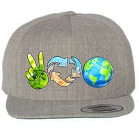 Peace Love Recycle Earth Celebrate Earth Day Everyday Wool Snapback Cap