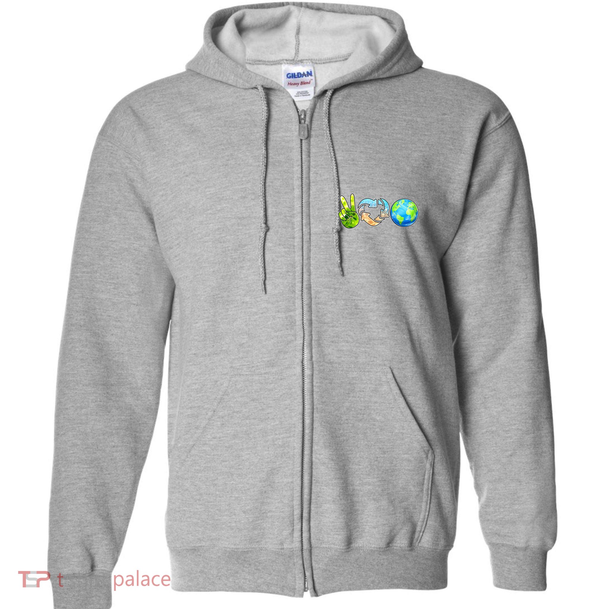 Peace Love Recycle Earth Celebrate Earth Day Everyday Full Zip Hoodie