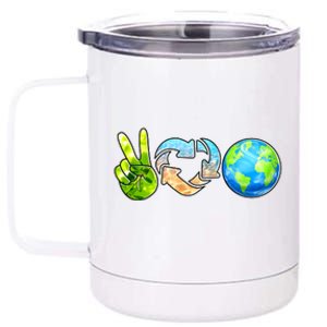 Peace Love Recycle Earth Celebrate Earth Day Everyday 12 oz Stainless Steel Tumbler Cup