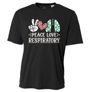 Peace Love Respiratory Therapist Christmas Lung Therapy Cooling Performance Crew T-Shirt