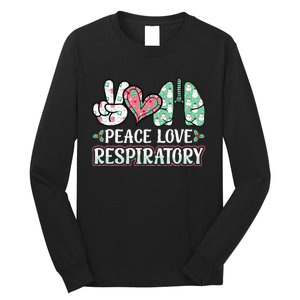 Peace Love Respiratory Therapist Christmas Lung Therapy Long Sleeve Shirt