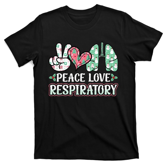 Peace Love Respiratory Therapist Christmas Lung Therapy T-Shirt