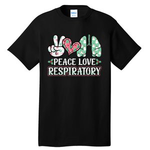 Peace Love Respiratory Therapist Christmas Lung Therapy Tall T-Shirt