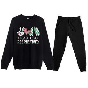 Peace Love Respiratory Therapist Christmas Lung Therapy Premium Crewneck Sweatsuit Set