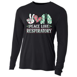 Peace Love Respiratory Therapist Christmas Lung Therapy Cooling Performance Long Sleeve Crew