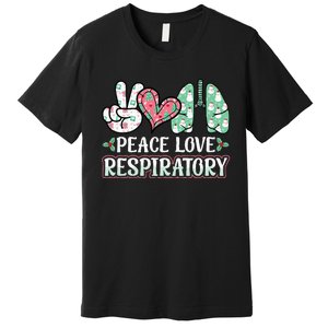 Peace Love Respiratory Therapist Christmas Lung Therapy Premium T-Shirt