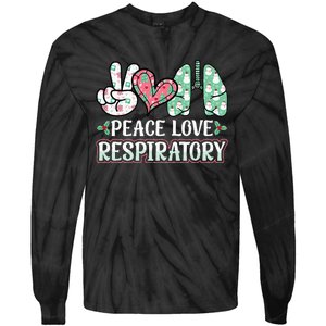 Peace Love Respiratory Therapist Christmas Lung Therapy Tie-Dye Long Sleeve Shirt