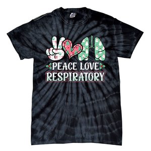 Peace Love Respiratory Therapist Christmas Lung Therapy Tie-Dye T-Shirt