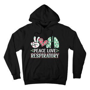 Peace Love Respiratory Therapist Christmas Lung Therapy Tall Hoodie