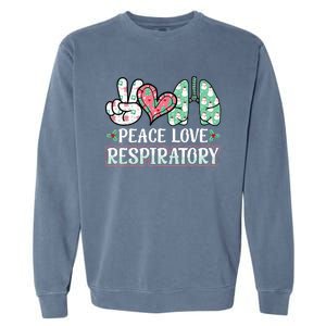 Peace Love Respiratory Therapist Christmas Lung Therapy Garment-Dyed Sweatshirt