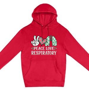 Peace Love Respiratory Therapist Christmas Lung Therapy Premium Pullover Hoodie