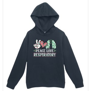 Peace Love Respiratory Therapist Christmas Lung Therapy Urban Pullover Hoodie