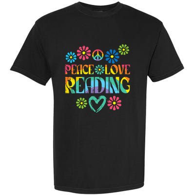 Peace Love Reading Tie Dye Book Lover Bookworm Librarian Garment-Dyed Heavyweight T-Shirt