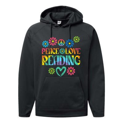 Peace Love Reading Tie Dye Book Lover Bookworm Librarian Performance Fleece Hoodie