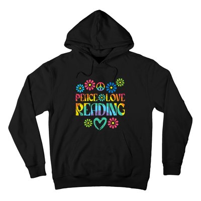 Peace Love Reading Tie Dye Book Lover Bookworm Librarian Hoodie